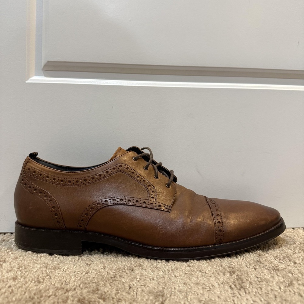 Cole Haan Grand 360 Shoes Mens Size 12 Brown Leather Cap Toe Oxford Lace Up